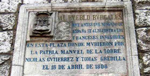 Placa conmemorativa del alzamiento de Burgos