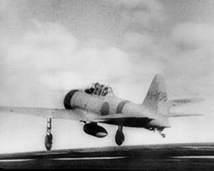 caza Zero despegando del portaaviones Akagi