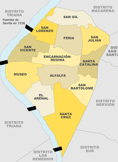 Barrios y puentes de Sevilla