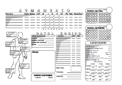 Reverso de la Hoja de personaje