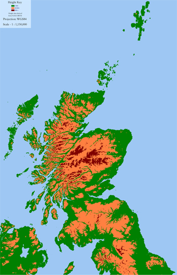 Mapa físico de Escocia. Obra de SFC9394-1