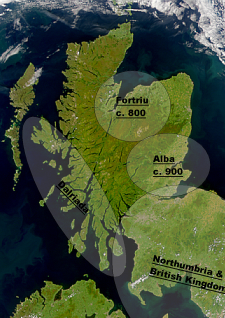 Mapa de civilizaciones de Escocia en torno al año 900