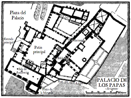 Mapa del palacio de Avignon