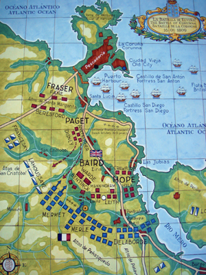 Mapa de la batalla de Elviña - CC BY-SA 3.0, atribuido a E. Mosqueira