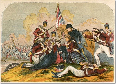 John Moore herido en brazos de uno de los highlander - Imagen del siglo XIX