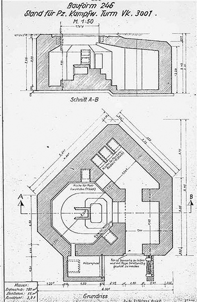 Plano de la casamata de un Panzerstellung VK 3001