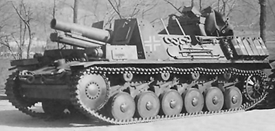 15 cm sIG 33 auf Fahrgestell Panzerkampfwagen II (Sf) Sd.Kfz.121/122. Imagen de dominio pblico