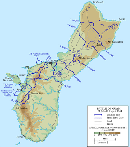 Desembarco en Guam - Imagen CC BY-SA 3.0 de Grandiose derivada de una imagen de dominio pblico del departamento de defensa de Estados Unidos.