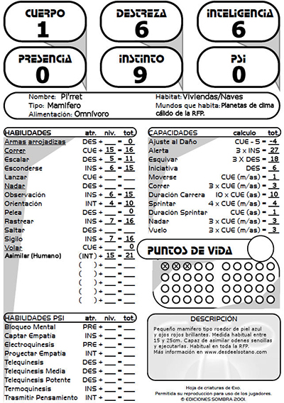 Ficha prerrellena de un pirret listo para jugar