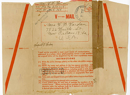 Exterior de una V-mail. Fuente: https://www.nationalww2museum.org/