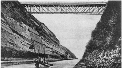 El puente sobre el canal de Corintio. Imagen de dominio público