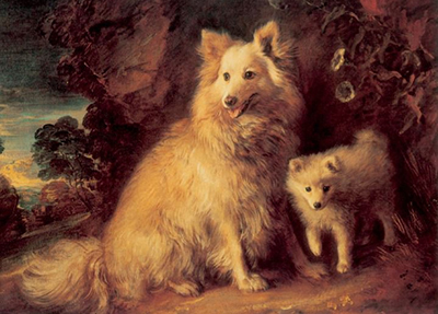 Perra de Pomeramia y cachorro (1777) de Thomas Gainsborough. Original en la Tate Gallery (Londres).