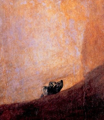 Un perro (1820-23) de Francisco de Goya. Original en el Museo del Prado (Madrid).