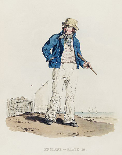 Ilustracin de un marinero. Picturesque Representations of the Dress and Manners of the English (1814). William Alexander. Licencia Dominio Pblico.