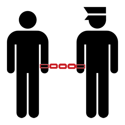 Arresto. Imagen de Abu Badali (2007). «Stylized arrest icon». Licencia Creative Commons Atribución-Compartir Igual 2.0.