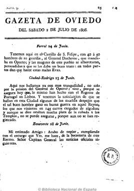 Gazeta de Oviedo. Imagen de dominio pblico. Biblioteca Nacional.