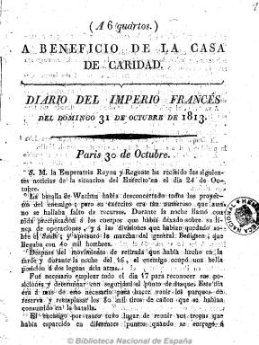 Cabecera del Diario del Imperio Francs. Imagen de la Hmerotaca nacional, de dominio pblico