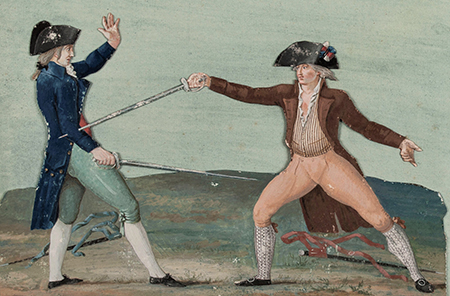 Jean-Baptiste Lesueur (1790). Duel de Charles de Lameth et du marquis de Castries. Museo Carnavalet de Pars. Dominio Pblico.