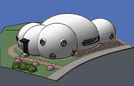 Casa Settem. Imagen Virtual Monolithic Dome House de Julia Christina Eneroth (2013). Adaptada por Jacobo Pea (2023) y publicada bajo licencia Creative Commons - Atribucin - Compartir Igual.