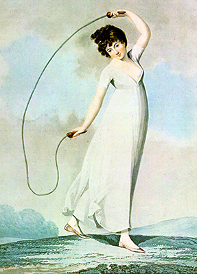 Stadler J.C. y Roberts P. (1800). Sophia Western saltando la cuerda [grabado sobre un original de Adam Buck, escaneado por H. Churchyard]. Obra en Dominio Pblico.