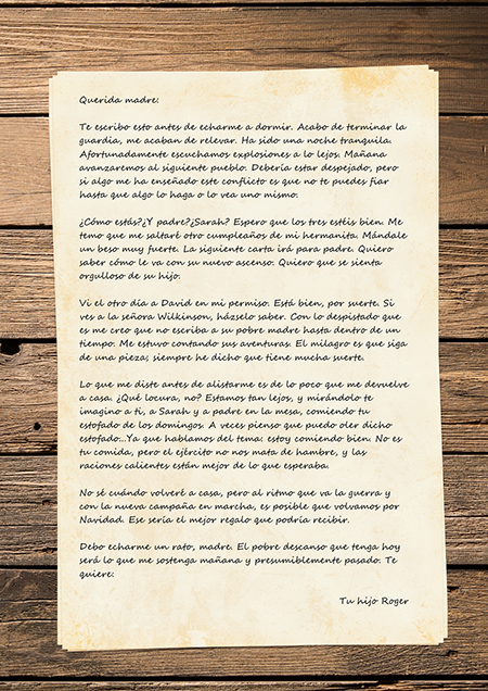 Cartas desde el Frente Dile a mi madre que la quer�a. Pulsa para ver m�s grande.