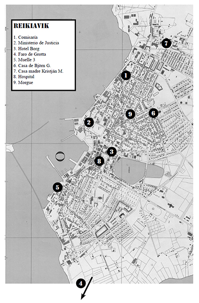 Mapa de Reikiavik con las localizaciones de la partida. Haz clic para agrandar. Mapa de Reikiavik con las localizaciones de la partida. Haz clic para agrandar.