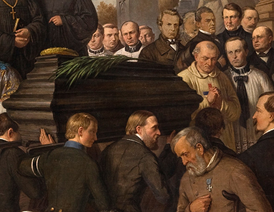 Lesser, A. (1861). Pogrzeb piȩciu ofiar [Fragmento]. Museo nacional de Cracovia. Imagen en Dominio P�blico.