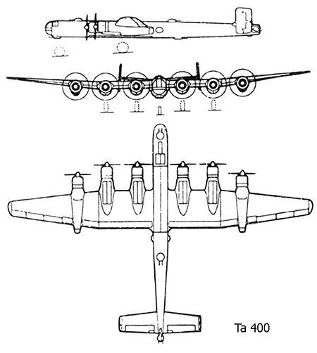 Esquema de un Focke Wulf Ta 400. Imagen de https://airpages.ru/eng/lw/ta400.shtml.