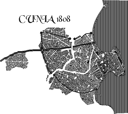 La ciudad de Cunia en 1808. Pulsa para ver a un tamao mayor