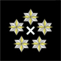Almirante: cinco estrellas de cuatro puntas de oro sobre estrella de seis puntas de planta con cruz Exo en centro. Es la mayor autoridad de la DivPEL y, por ende, de los grupos Exo. Por tradición es nombrado entre los almirantes de la flota, aunque no hay ninguna norma que lo establezca así.